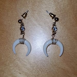 Crescent moon rhinestone drop earrings